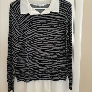DKNYC Black and Gray Striped Sweater